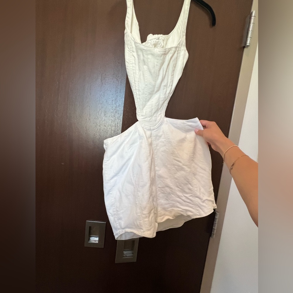 Zara white denim dress with cutouts